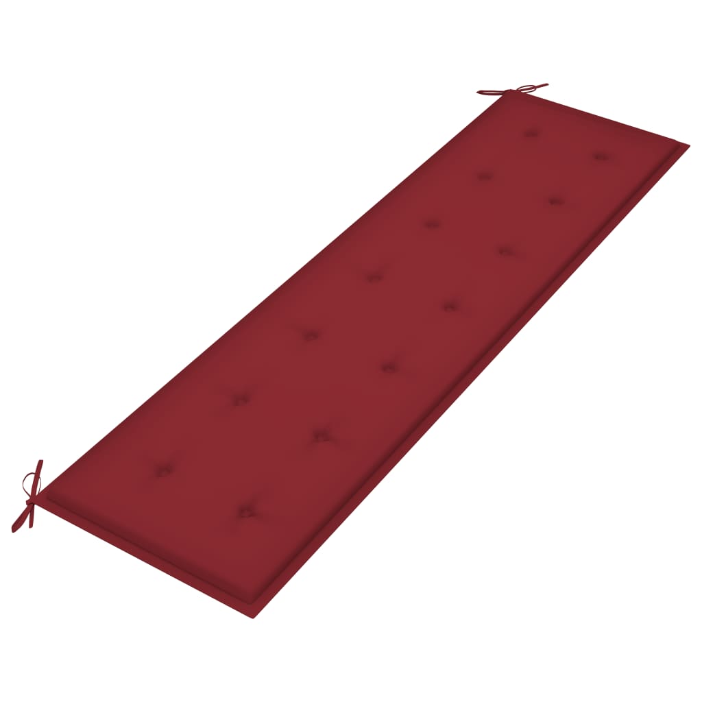 Panca da Giardino con Cuscino Rosso Vino 175 cm Legno di Teak