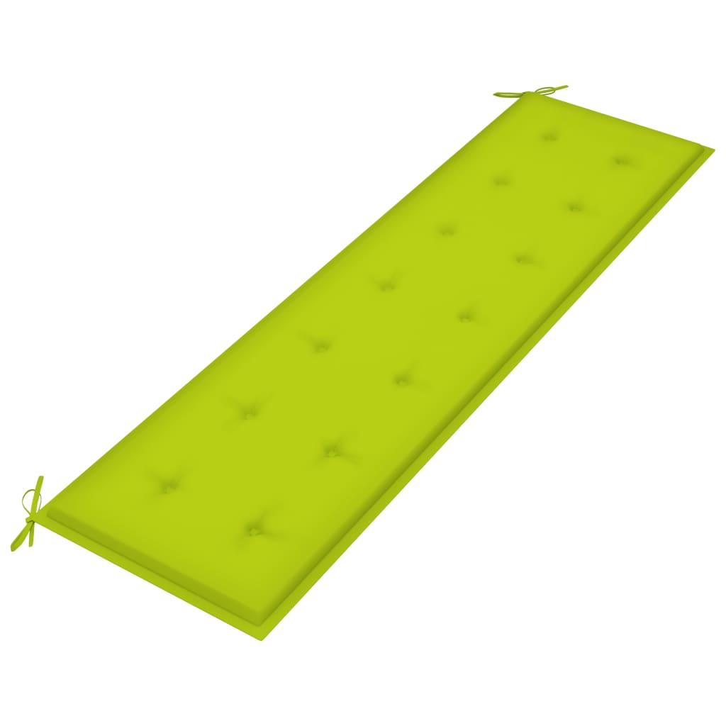 Panca da Giardino Cuscino Verde Brillante 175 cm Legno di Teak