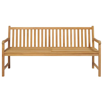 Panca da Giardino con Cuscino Grigio a Quadri 175 cm Legno Teak