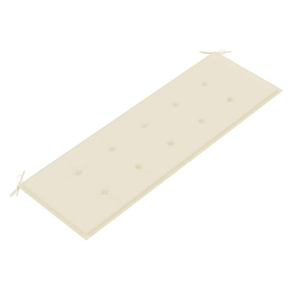 Panca da Giardino con Cuscino Bianco Crema 150 cm Legno di Teak