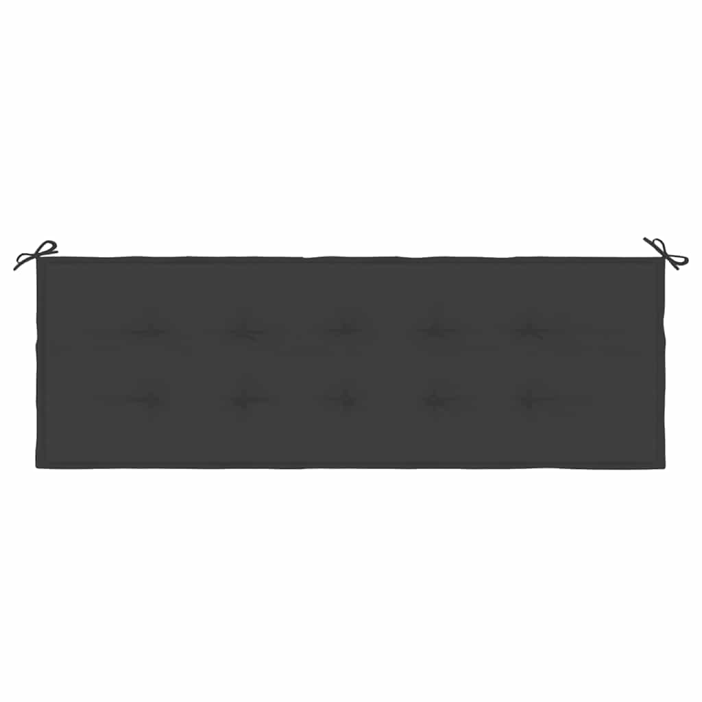 Panca da Giardino con Cuscino Nero 150 cm in Legno di Teak
