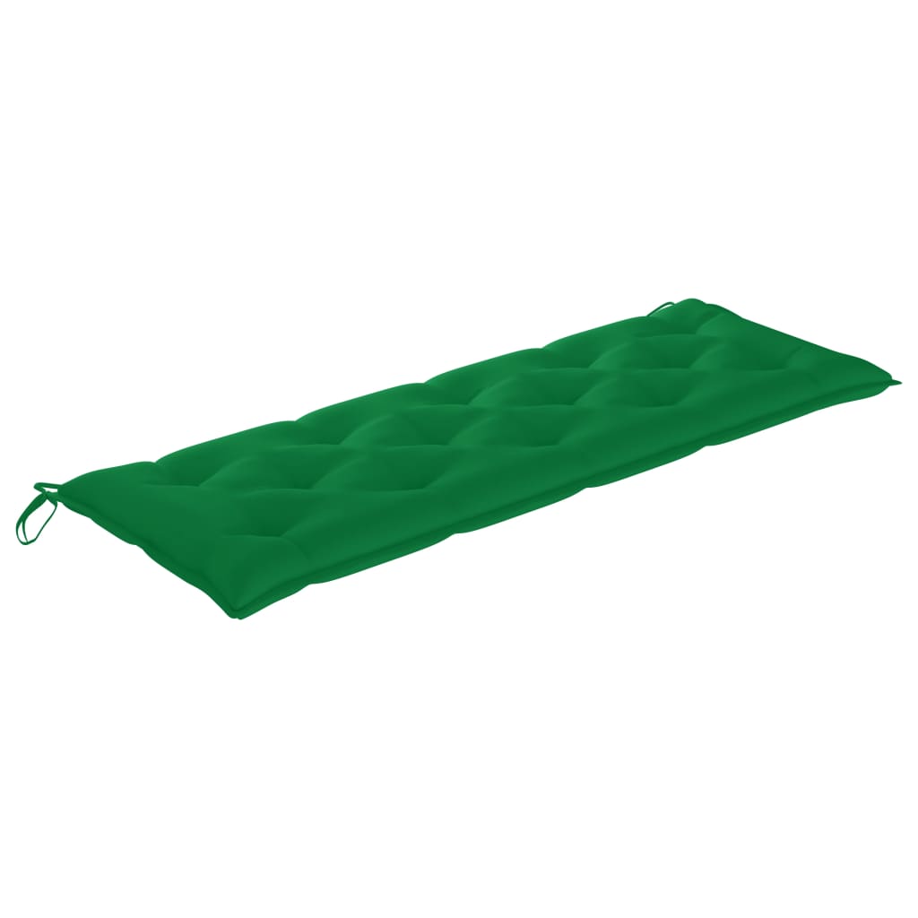 Panca da Giardino con Cuscino Verde 150 cm in Legno di Teak