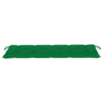 Panca da Giardino con Cuscino Verde 150 cm in Legno di Teak