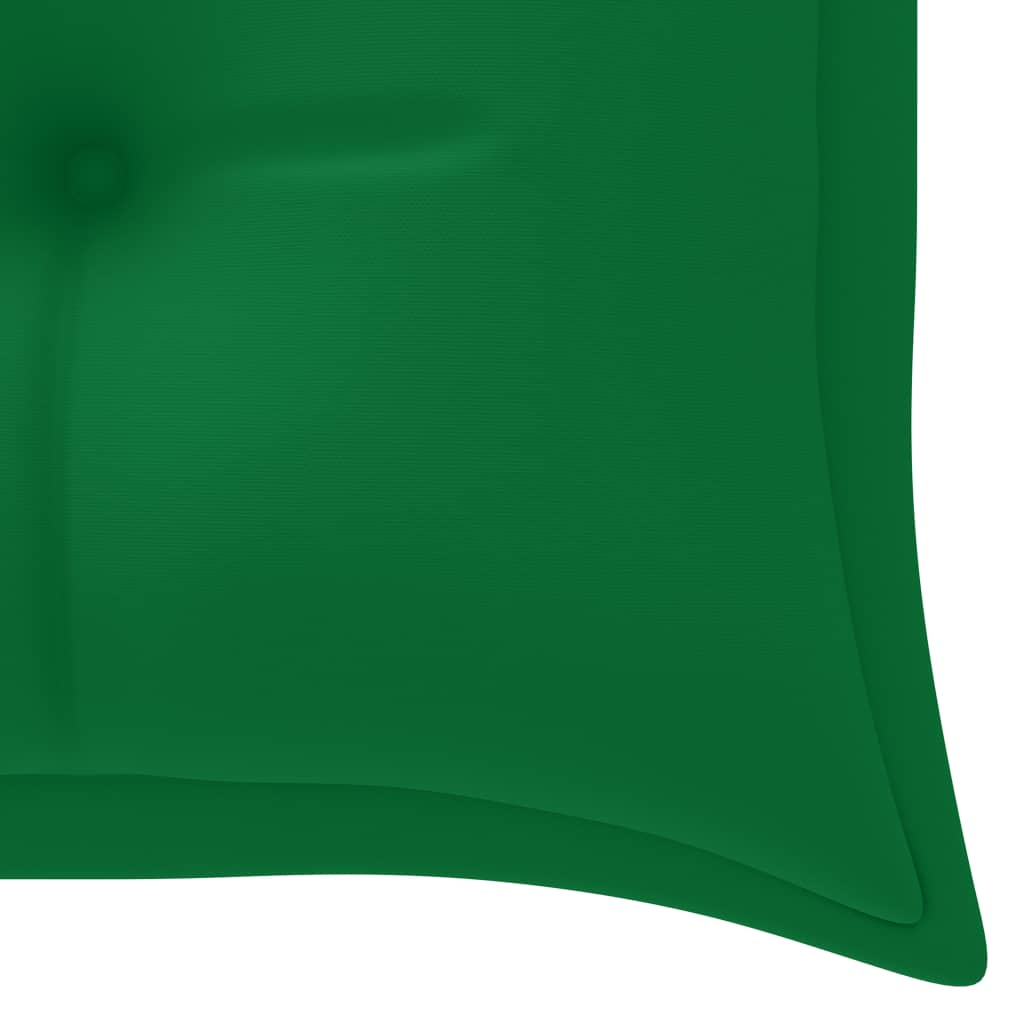 Panca da Giardino con Cuscino Verde 150 cm in Legno di Teak
