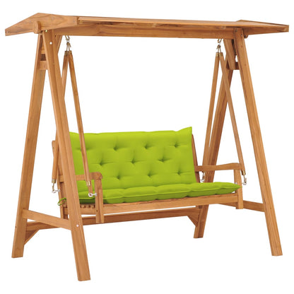 Dondolo con Cuscino Verde Brillante 170 cm in Massello di Teak