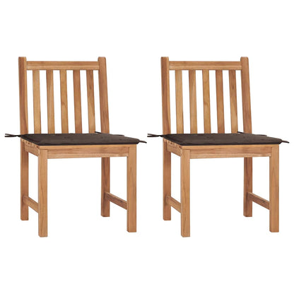 Sedie da Giardino 2 pz con Cuscini in Legno Massello di Teak
