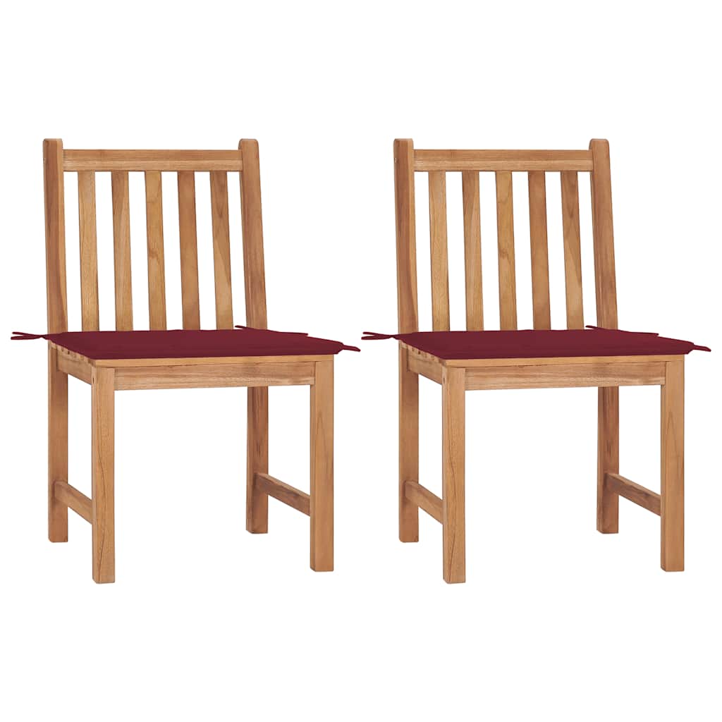 Sedie da Giardino 2 pz con Cuscini in Legno Massello di Teak