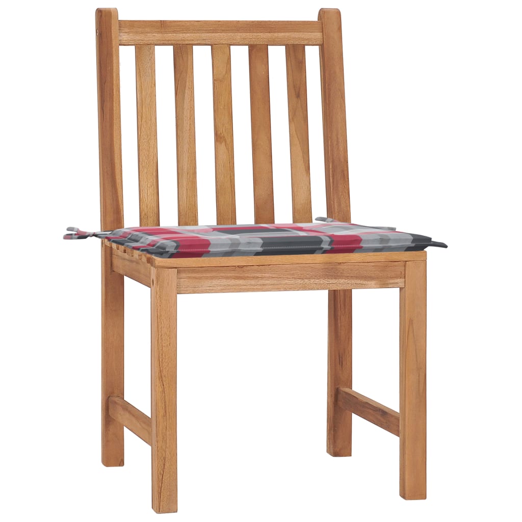 Sedie da Giardino 2 pz con Cuscini in Legno Massello di Teak