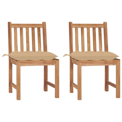 Sedie da Giardino 2 pz con Cuscini in Legno Massello di Teak