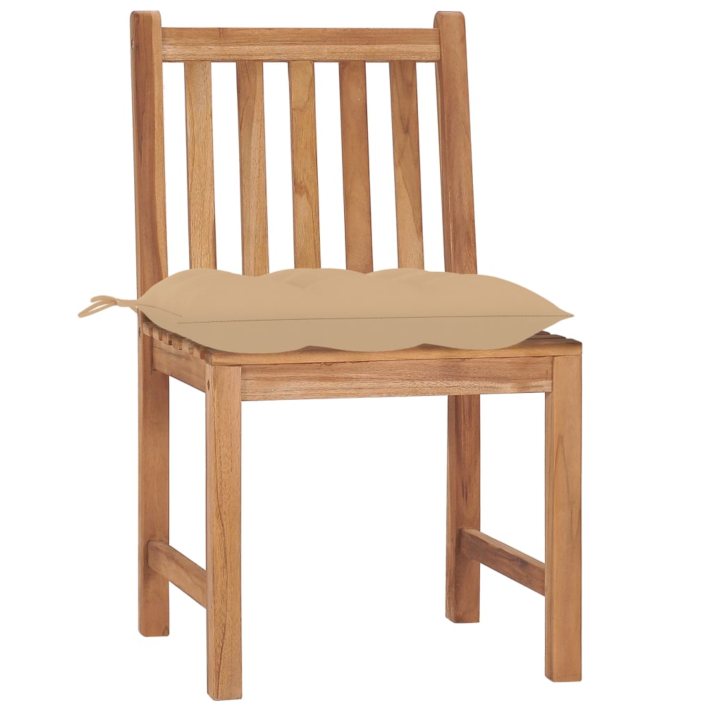 Sedie da Giardino 2 pz con Cuscini in Legno Massello di Teak