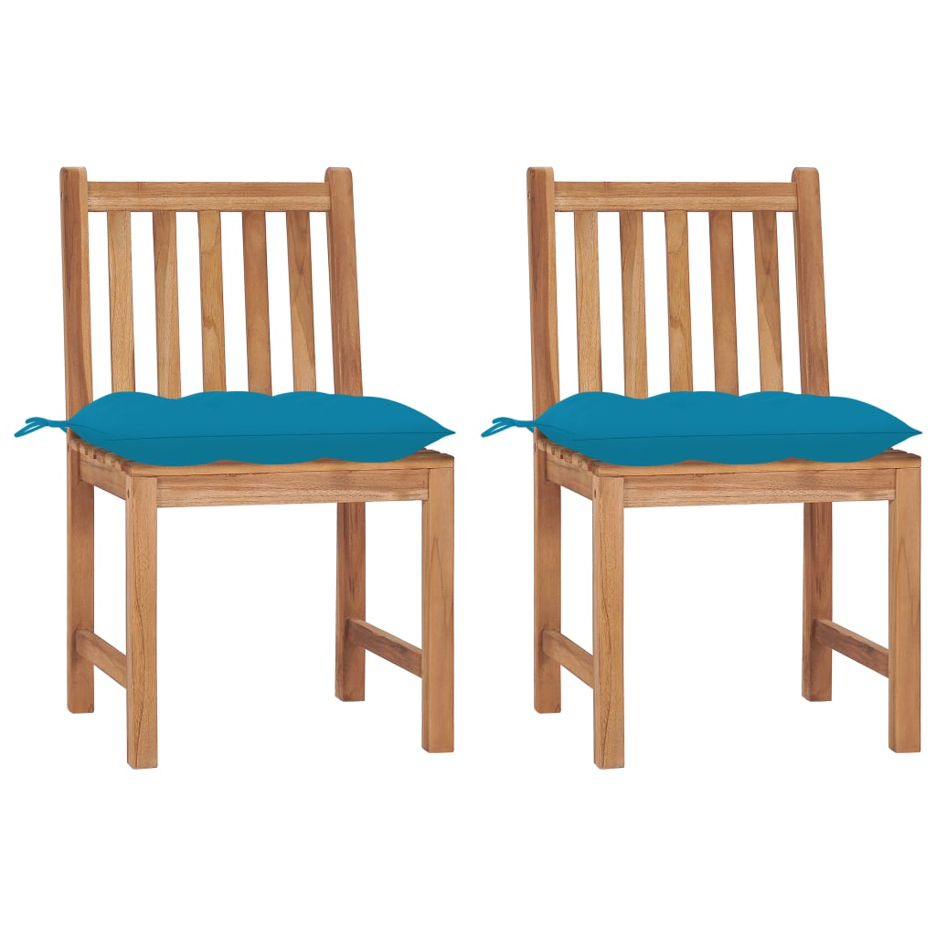 Sedie da Giardino 2 pz con Cuscini in Legno Massello di Teak