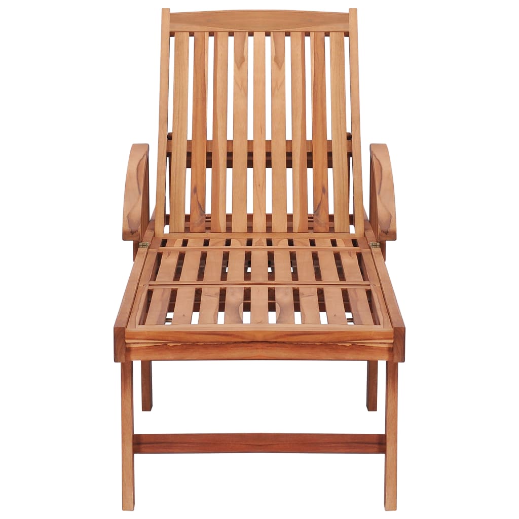 Lettino Prendisole con Tavolo e Cuscino Antracite Legno di Teak