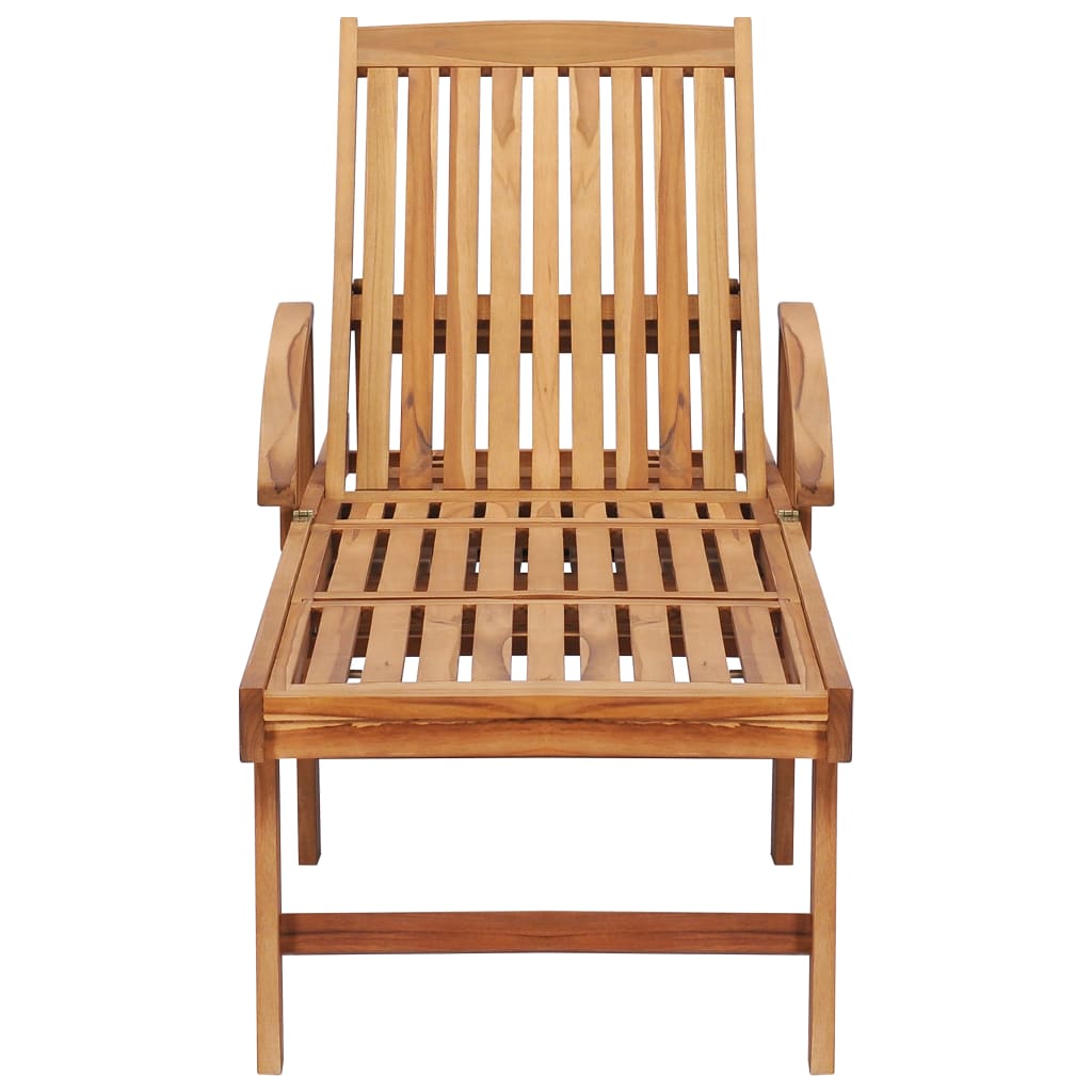 Lettino Prendisole con Tavolo e Cuscino in Massello di Teak