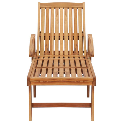 Lettino Prendisole con Tavolo e Cuscino in Massello di Teak