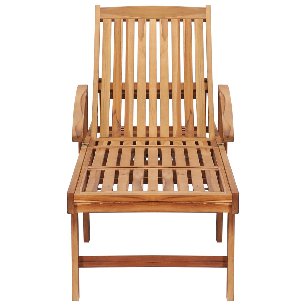 Lettino Prendisole con Tavolo e Cuscino in Massello di Teak