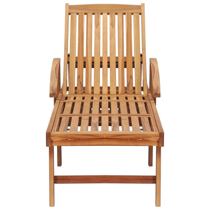 Lettino Prendisole con Tavolo e Cuscino in Massello di Teak