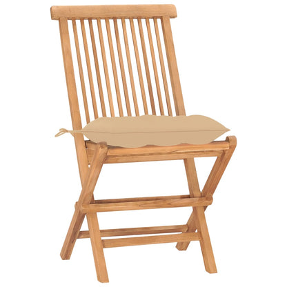 Set da Pranzo Giardino Pieghevole 3 pz Cuscino Massello di Teak