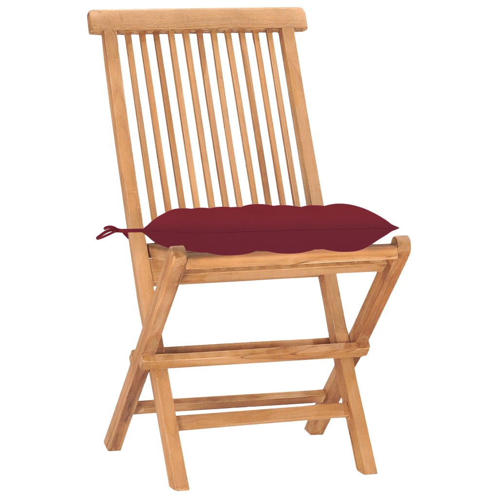 Set da Pranzo Giardino Pieghevole 3 pz Cuscino Massello di Teak