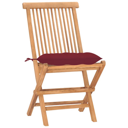 Set da Pranzo Giardino Pieghevole 3 pz Cuscino Massello di Teak