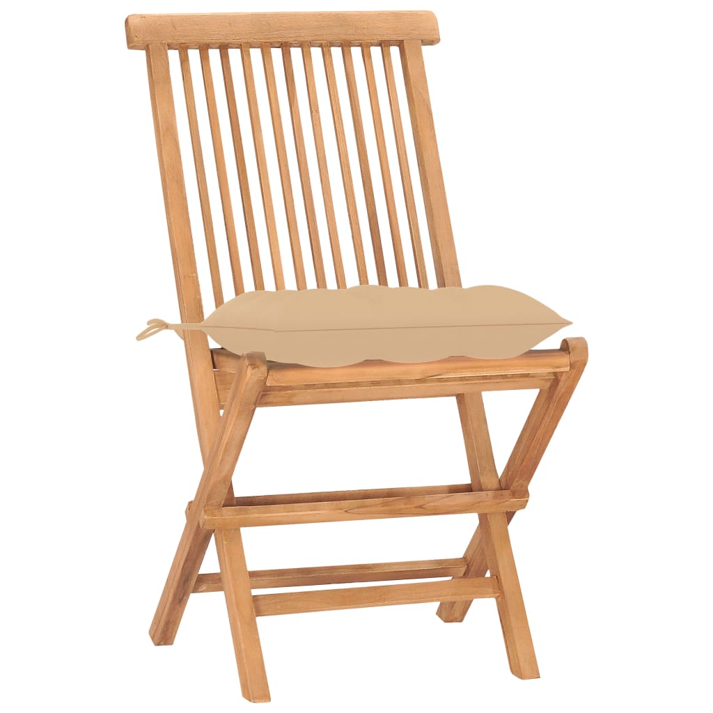 Set da Pranzo Giardino Pieghevole 3 pz Cuscino Massello di Teak