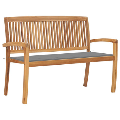 Panchina da Giardino Impilabile e Cuscino 128,5cm Teak Massello