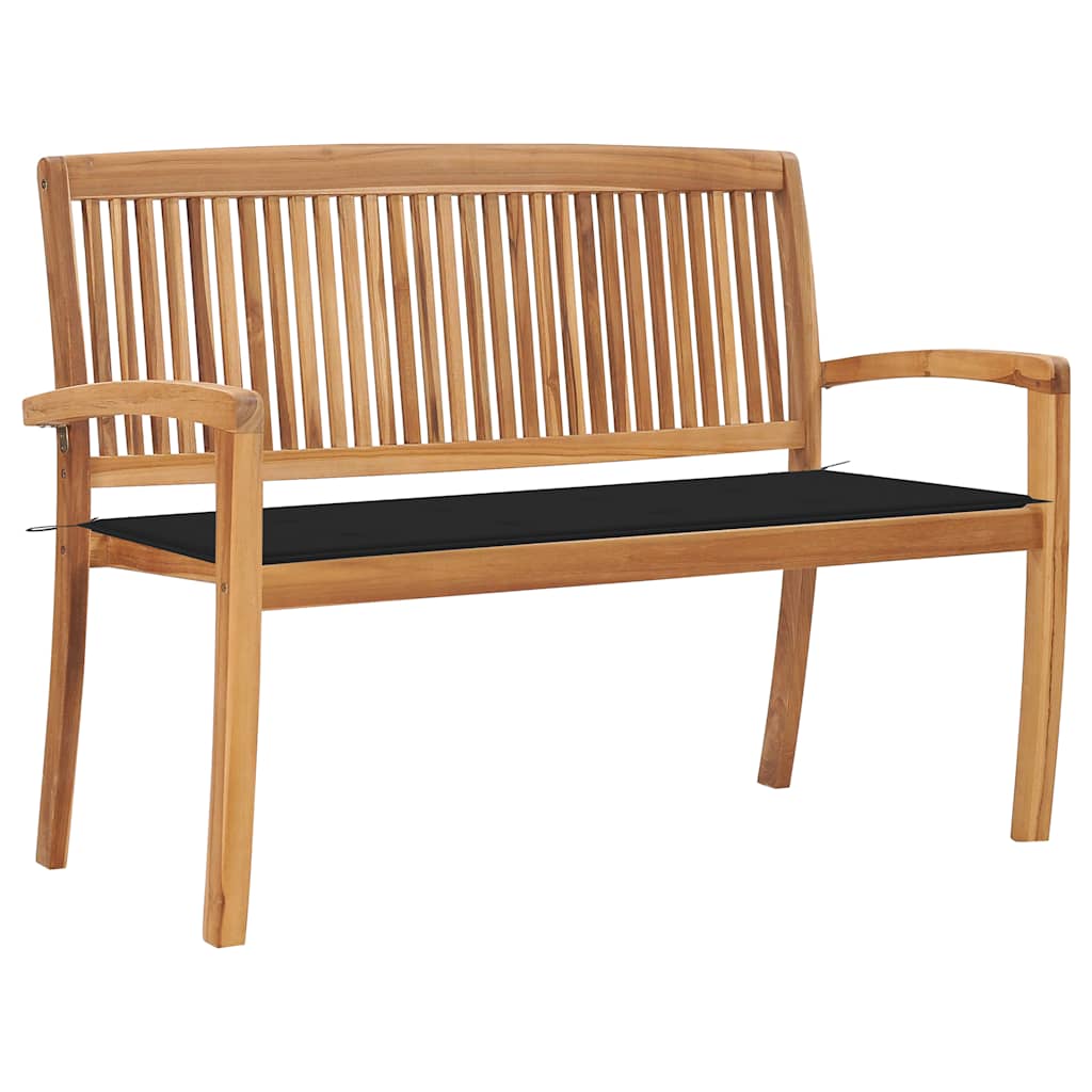 Panchina da Giardino Impilabile e Cuscino 128,5cm Teak Massello