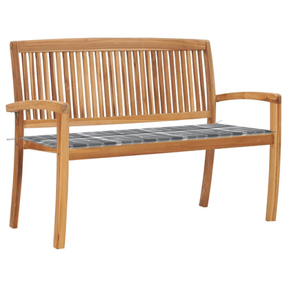 Panchina da Giardino Impilabile e Cuscino 128,5cm Teak Massello