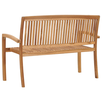 Panchina da Giardino Impilabile e Cuscino 128,5cm Teak Massello