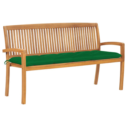 Panchina da Giardino Impilabile e Cuscino 159cm Teak Massello