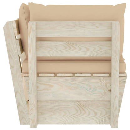 Divano Angolare da Giardino su Pallet e Cuscini Legno di Abete