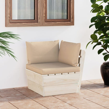 Divano Angolare da Giardino su Pallet e Cuscini Legno di Abete