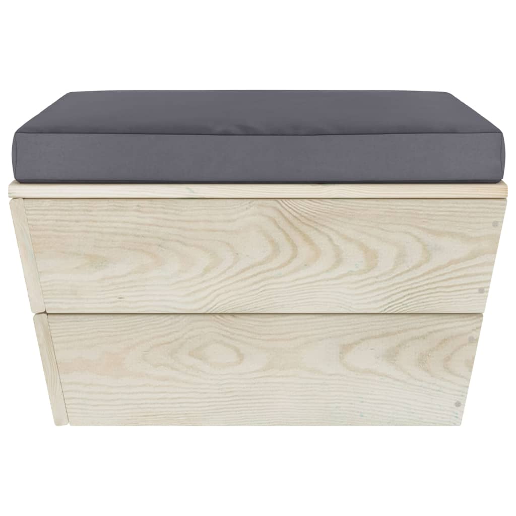 Ottomana da Giardino su Pallet con Cuscino in Legno di Abete
