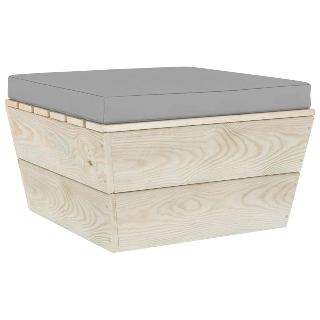 Ottomana da Giardino su Pallet con Cuscino in Legno di Abete