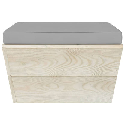 Ottomana da Giardino su Pallet con Cuscino in Legno di Abete