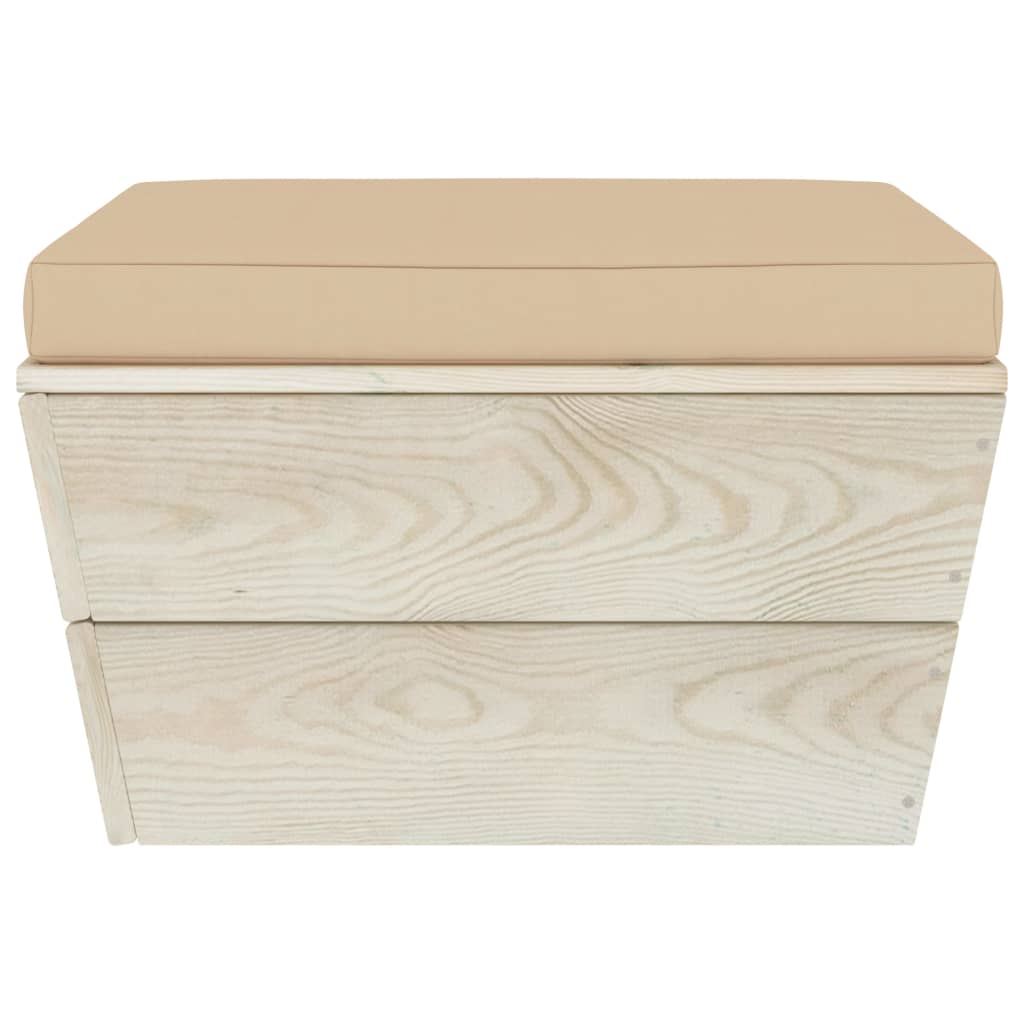 Ottomana da Giardino su Pallet con Cuscino in Legno di Abete