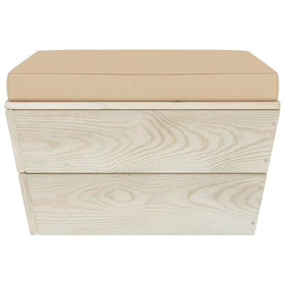 Ottomana da Giardino su Pallet con Cuscino in Legno di Abete