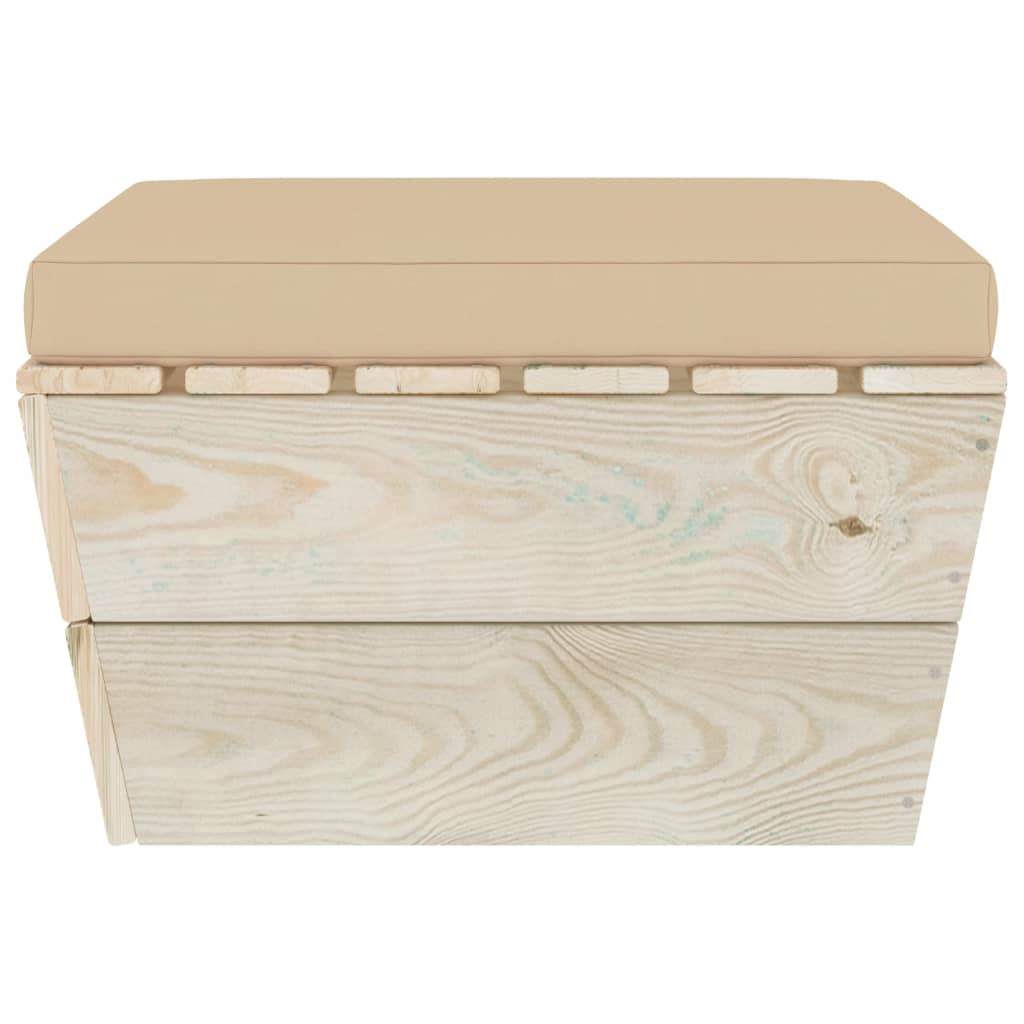 Ottomana da Giardino su Pallet con Cuscino in Legno di Abete
