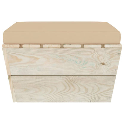 Ottomana da Giardino su Pallet con Cuscino in Legno di Abete