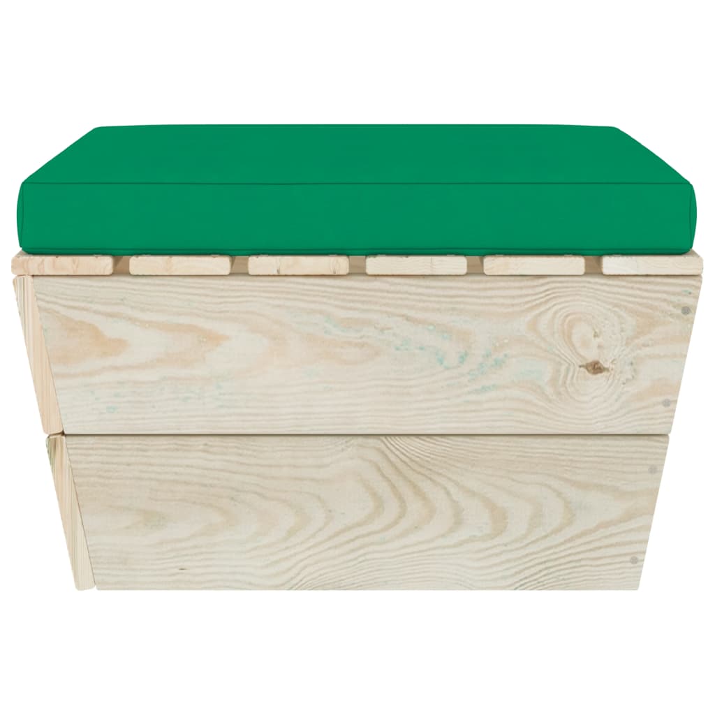 Ottomana da Giardino su Pallet con Cuscino in Legno di Abete