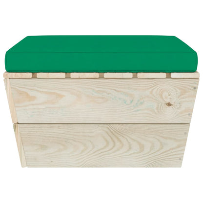 Ottomana da Giardino su Pallet con Cuscino in Legno di Abete