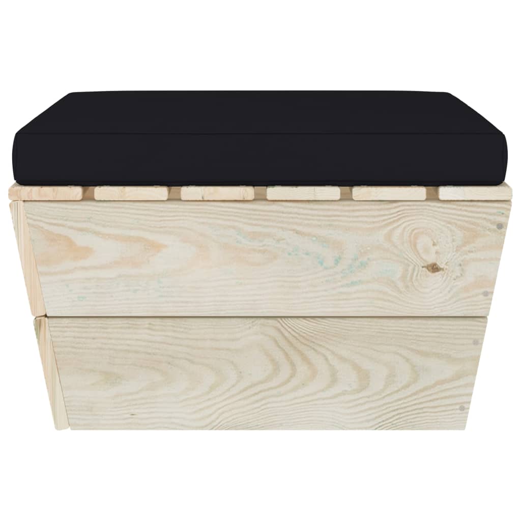 Ottomana da Giardino su Pallet con Cuscino in Legno di Abete