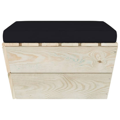 Ottomana da Giardino su Pallet con Cuscino in Legno di Abete