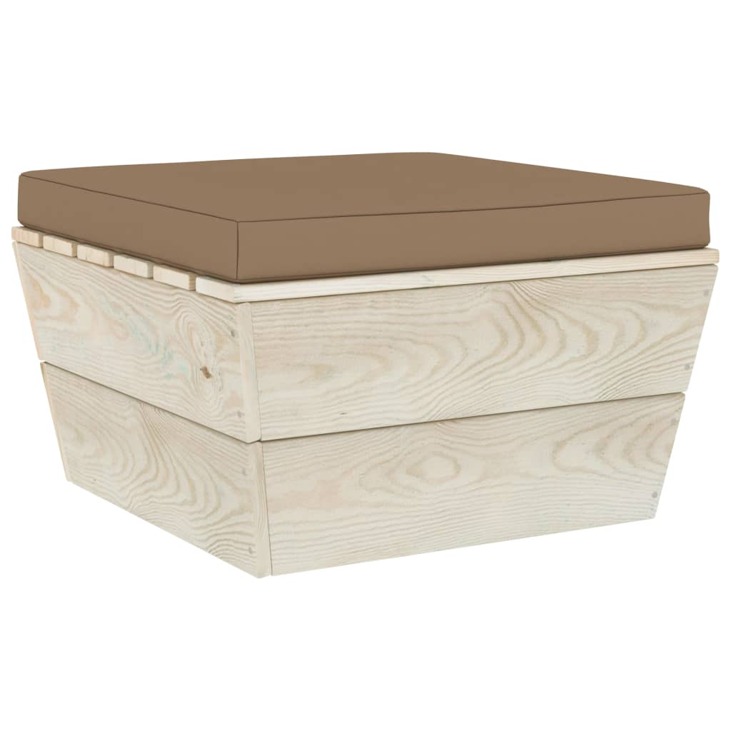 Ottomana da Giardino su Pallet con Cuscino in Legno di Abete