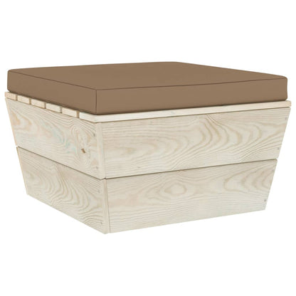Ottomana da Giardino su Pallet con Cuscino in Legno di Abete