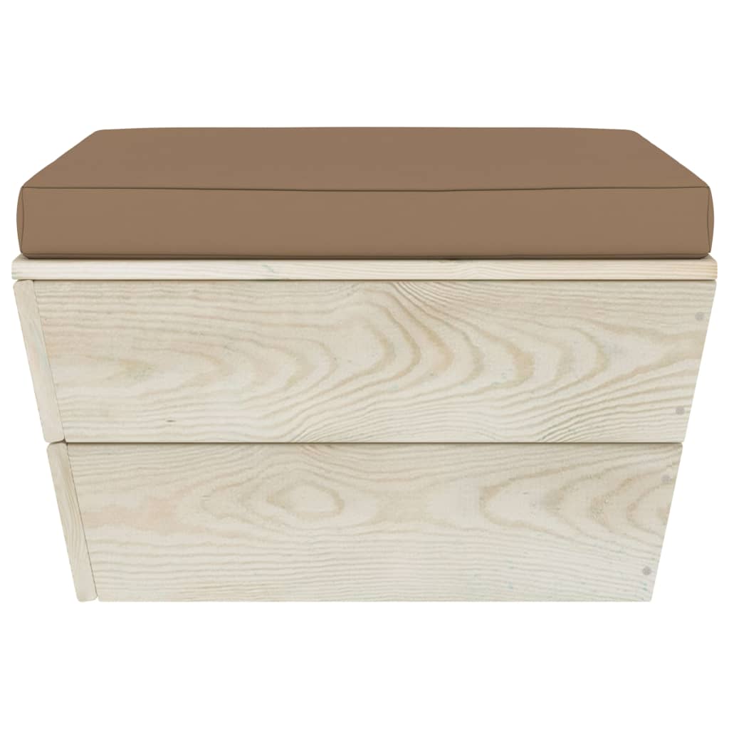 Ottomana da Giardino su Pallet con Cuscino in Legno di Abete