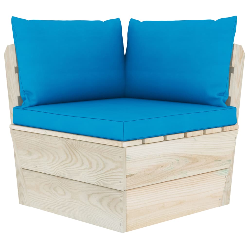 Divano da Giardino a 3 Posti su Pallet con Cuscini Legno Abete