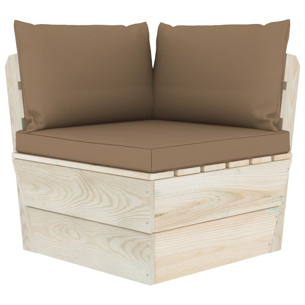 Divano da Giardino a 4 Posti su Pallet con Cuscini Legno Abete