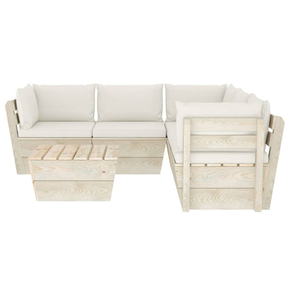 Set Divani da Giardino su Pallet 6 pz con Cuscini Legno Abete