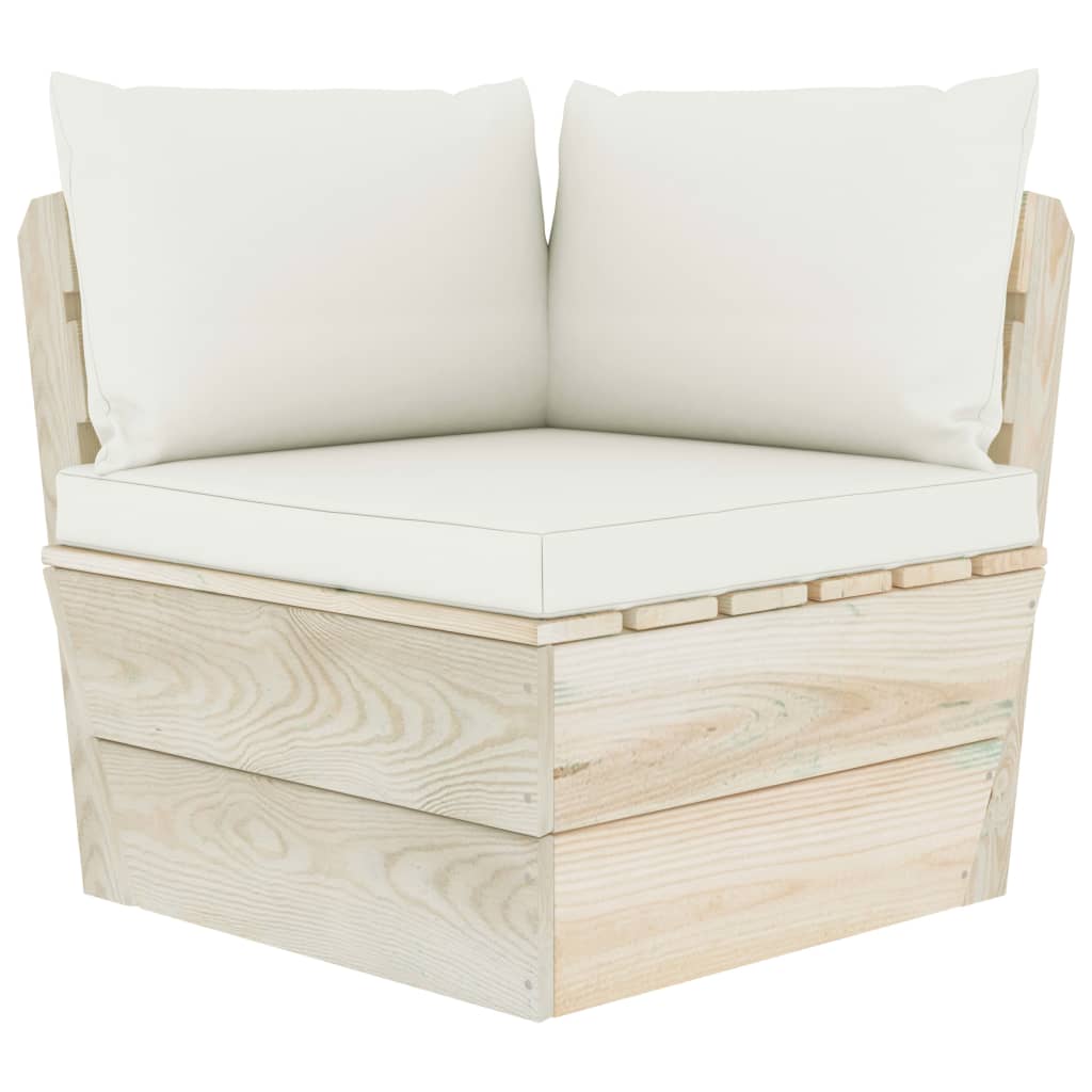 Set Divani da Giardino su Pallet 9 pz con Cuscini Legno Abete