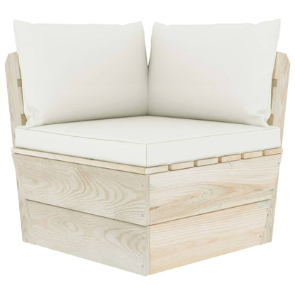 Set Divani da Giardino su Pallet 9 pz con Cuscini Legno Abete